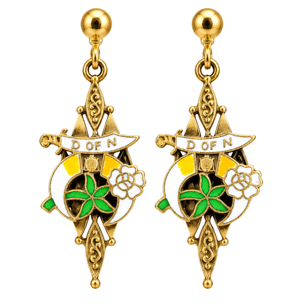 Vintage Daughters of the Nile Screw Back Earrings Enamel