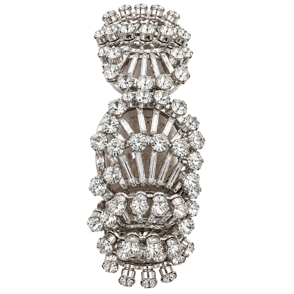 Vintage Clear Rhinestone Clamper Bracelet Size 6.5 Inch