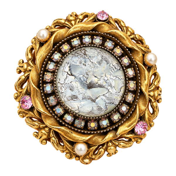 Vintage Ornate Filigree Brooch Pendant