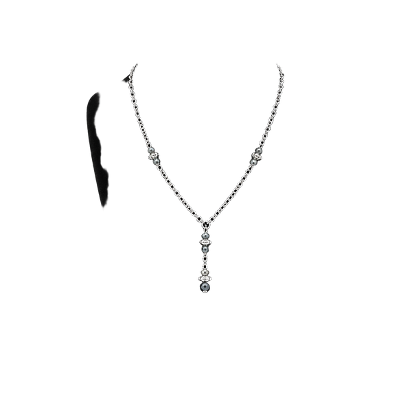 Silver Tone Beaded Y-Style Lariat Necklace