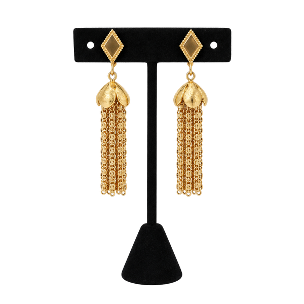 Sarah Coventry Vintage Gold-Tone Chain Tassel Clip-On Earrings