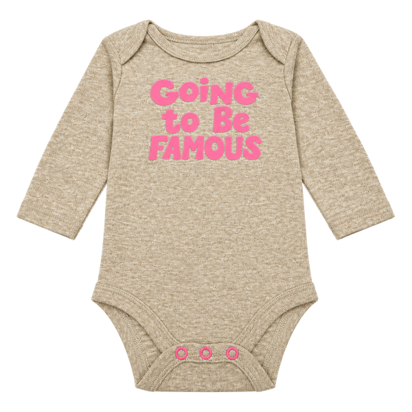 Okie Dokie Going To Be Famous Long Sleeve Bodysuit Size 3M Gray