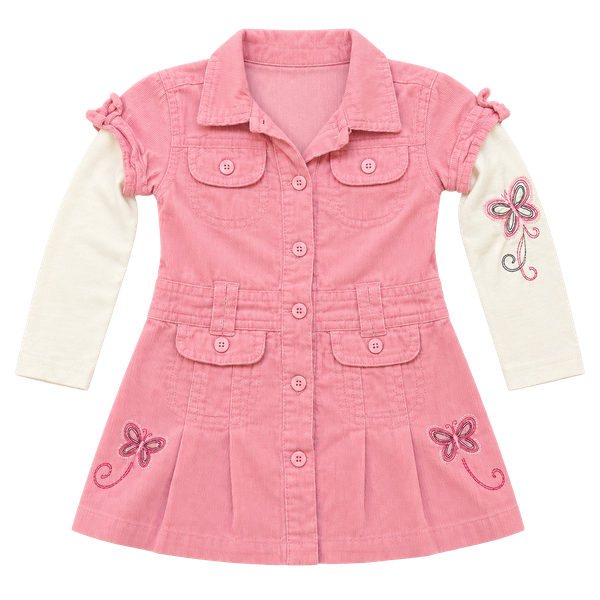 Sweet Kids Corduroy Dress Size 18M Pink Butterfly Long Sleeve Layered