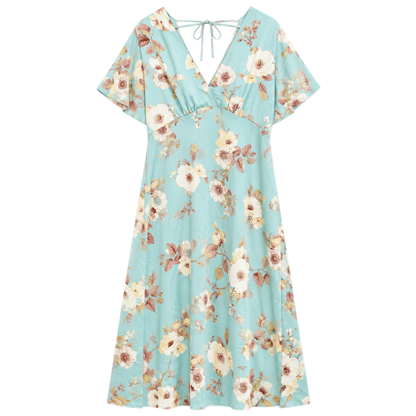 A New Day Satin Floral Maxi Dress Size XL Mint Green Tie Back