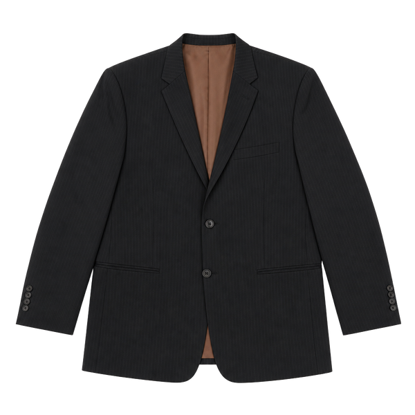 CTR Clothing Perfect Traveler Black Pinstripe Wool Blend Suit Jacket Blazer 44R