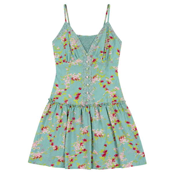 Wild Fable Floral Mini Slip Dress Size S Blue Lace Trim Y2K