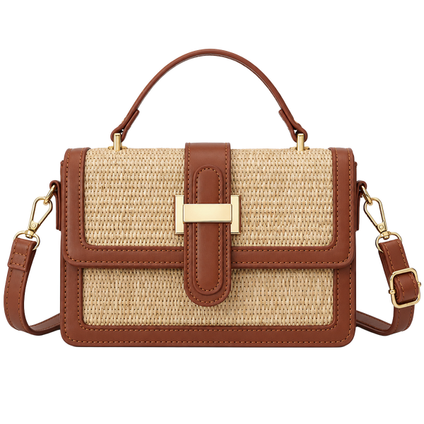 Top Handle Raffia Crossbody Bag  New