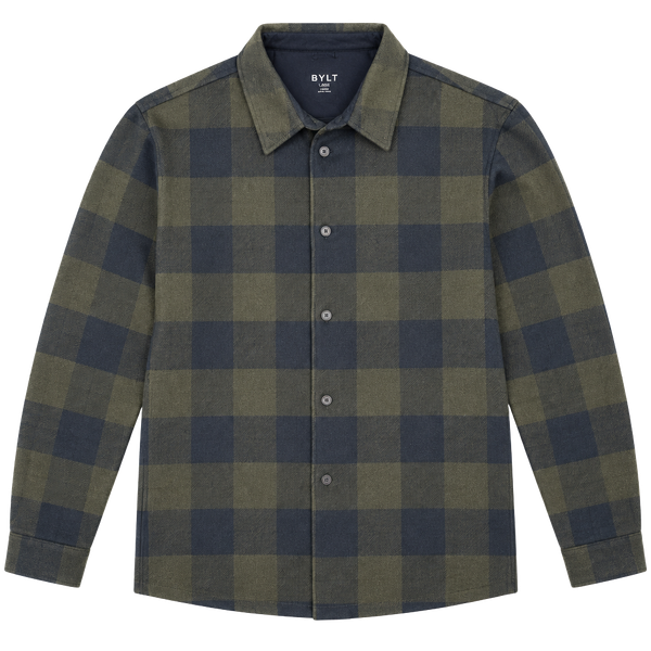 BYLT Plaid Overshirt Jacket Size XXL Green Navy Buffalo Check Shacket