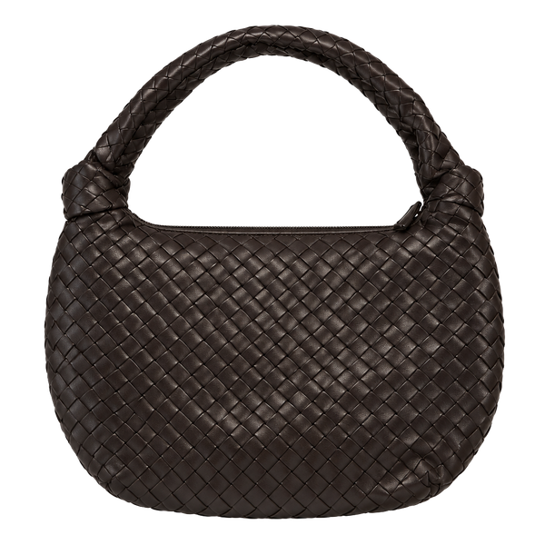 Melie Bianco Willow Woven Bag Espresso Brown Vegan Leather