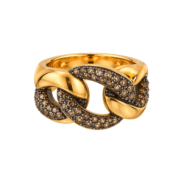 Swarovski Lane Motif Black & Rose Gold Ring Size 52