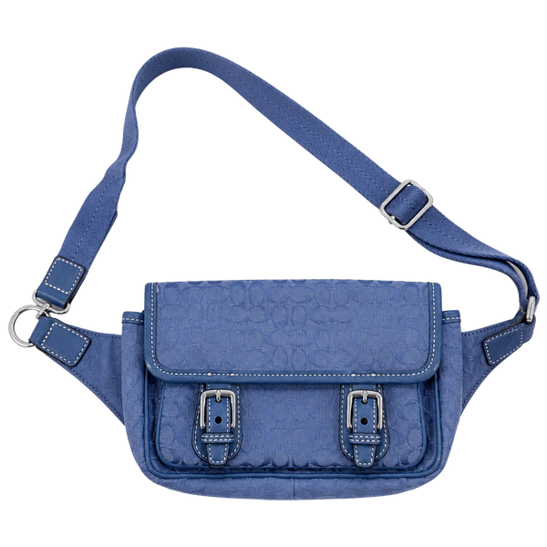 Coach Signature Jacquard Monogram Belt Bag Blue Fanny Pack Y2K