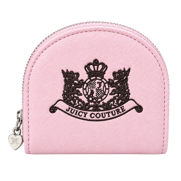 Juicy Couture Half Moon Zip Wallet Pink Crest Logo