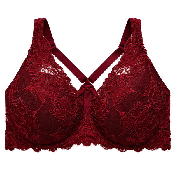 42DDD_ (wu49) Target Lace Push-Up Front Close Plunge Bra Size  Berry Red