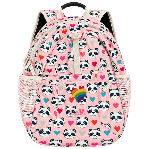 Lands End Panda Backpack Pink Hearts Embroidered Personalized Leila