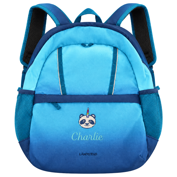 Lands' End Kids Backpack Panda Unicorn Blue Gradient