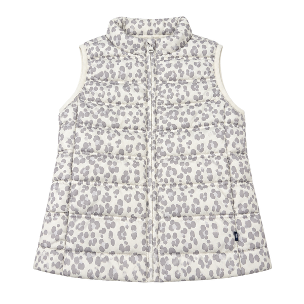 Gap Kids ColdControl Puffer Vest Size M 8-9 White Gray Leopard