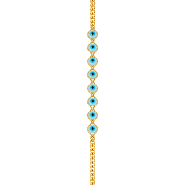 ALDO Gold Tone Blue Evil Eye Charm Link Bracelet