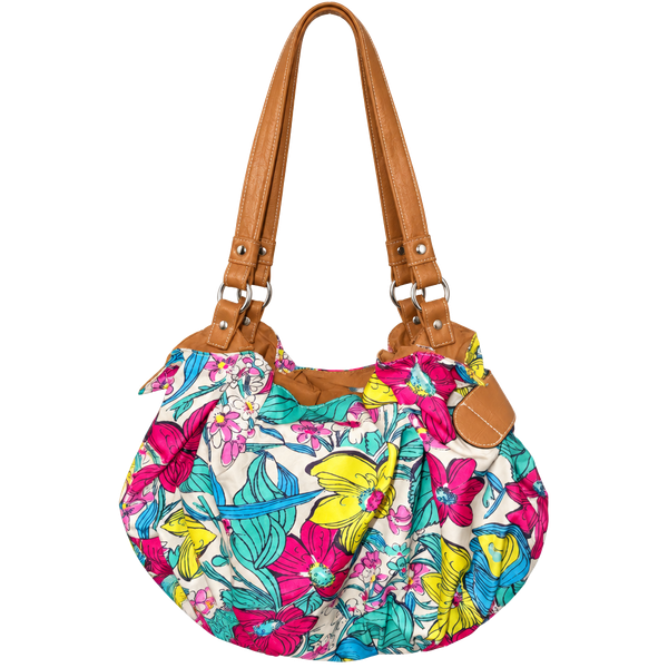 Tignanello Multi-color Floral Canvas Slouch Hobo Bag
