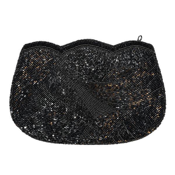 Vintage Beaded Evening Clutch Purse Black Handbag