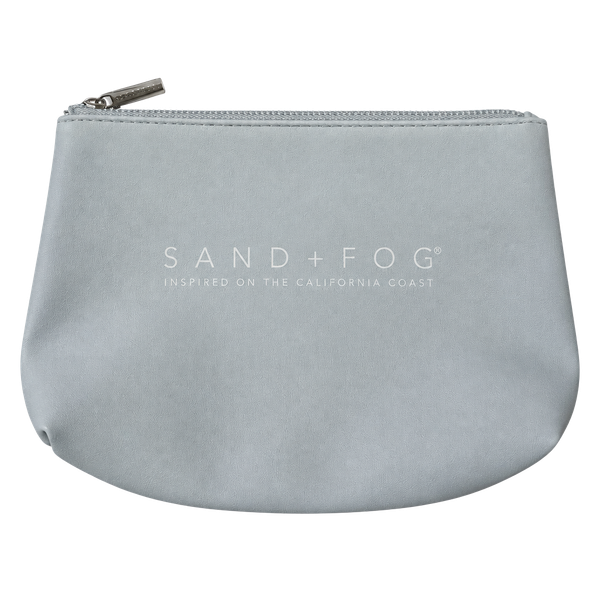 Sand + Fog Makeup Bag Gray Faux Leather Zip Pouch