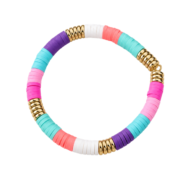Colorful Bead Stretch Bracelet - Multicolor size 7 inches clay heishi beads