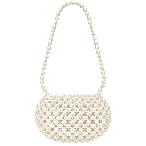 Pearl Beaded Shoulder Bag - White