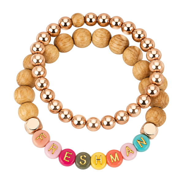 Stacked Bead Bracelet Set with Colorful Letter Beads