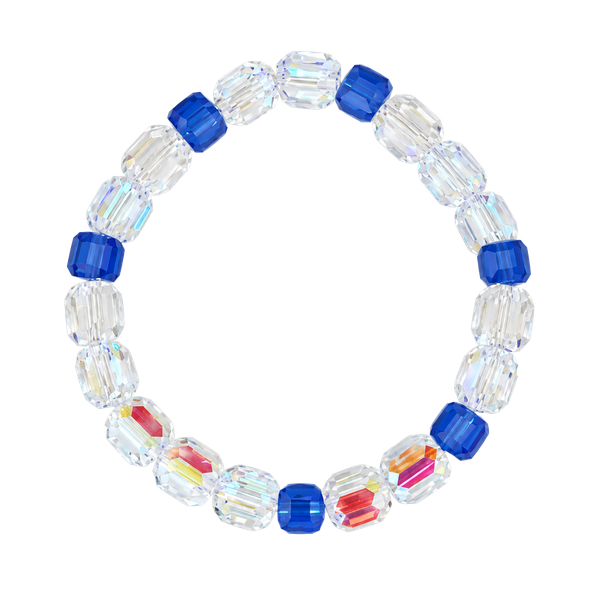 Clear Crystal & Blue Beaded Stretch Bracelet