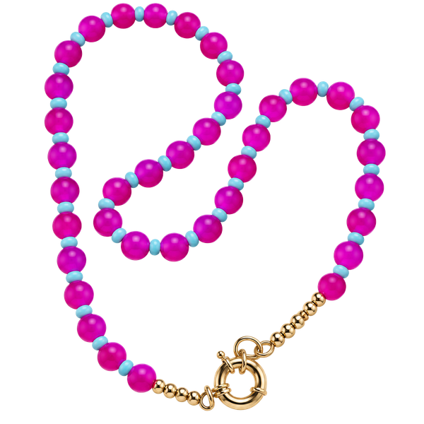 Beaded Necklace in Pink & Blue New
