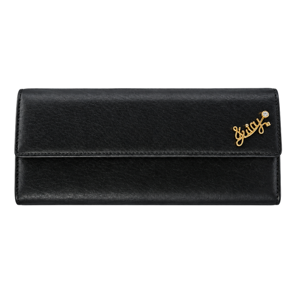 Vintage Juicy Couture Black Leather Wallet with Gold Logo and Heart J