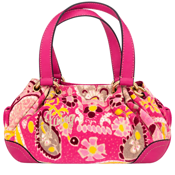 Juicy Couture Floral Terry Cloth Shoulder Bag Pink Y2K