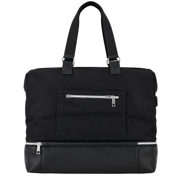 Unbranded Canvas Weekender Travel Duffel Bag Black Bottom Compartment