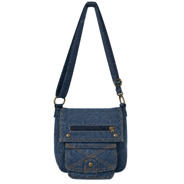 Vintage Y2K Denim Crossbody Messenger Bag Blue Jean Shoulder Purse