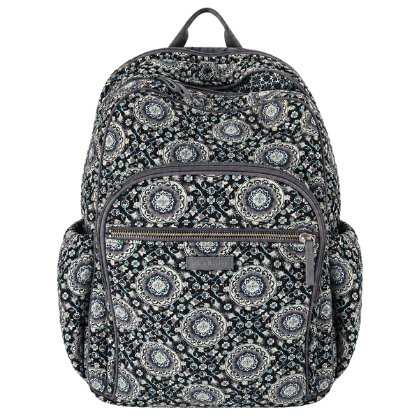 Vera Bradley Backpack Quilted Medallion Cotton Grey Black