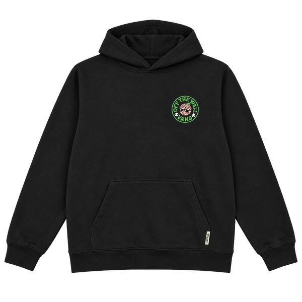 Vans Off The Wall Orange Hoodie Kids Size L Black Graphic