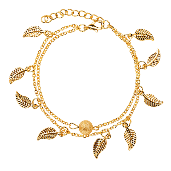 Two Layer Leaf Charm Anklet