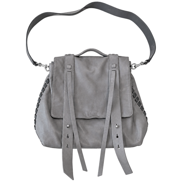 AllSaints Fin Convertible Leather Backpack Grey w/o straps