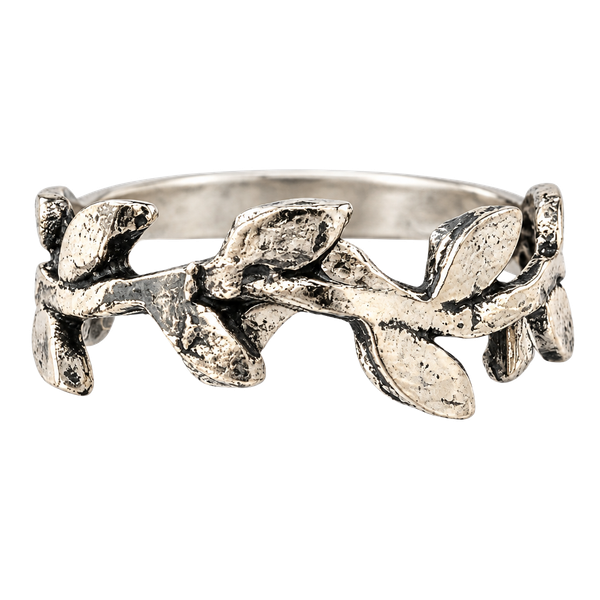Vine Rose Hollow Design Silver Ring Size 7.5
