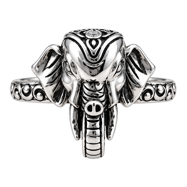 Sterling Silver Elephant Head Animal Ring Band