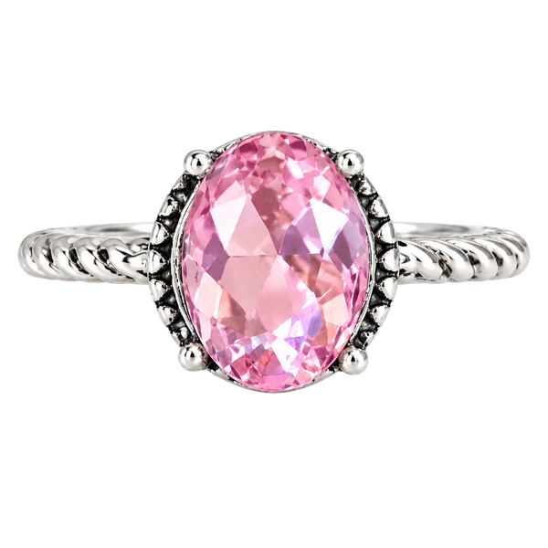 Silver-tone metal setting with simulated gemstone rings