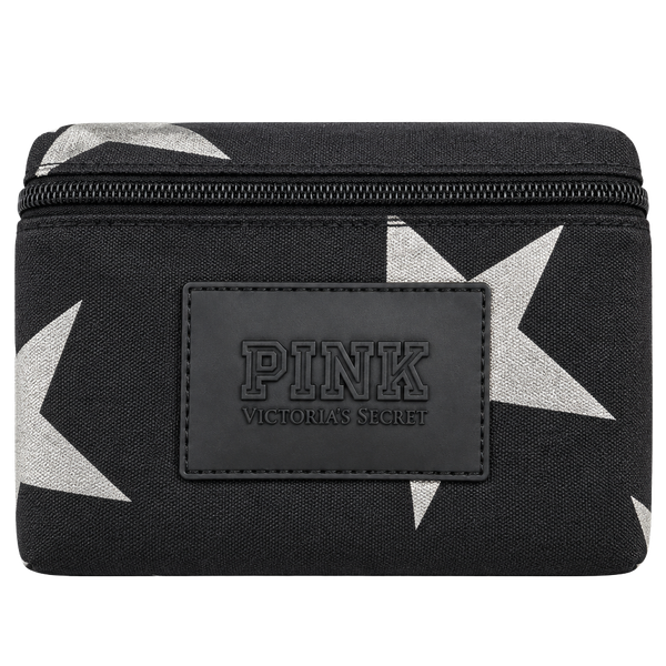 PINK Victoria's Secret Duffle Bag Black Silver Star Gym Overnight