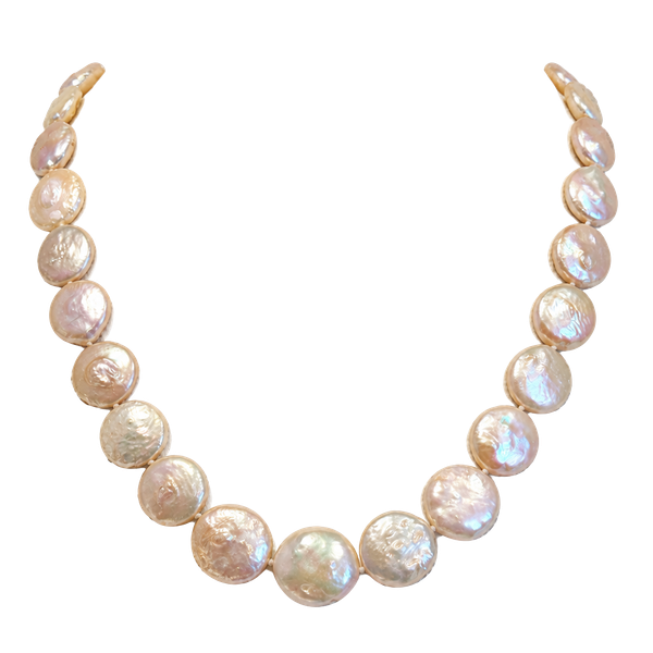 Freshwater Coin Pearl Necklace Pink Pearl