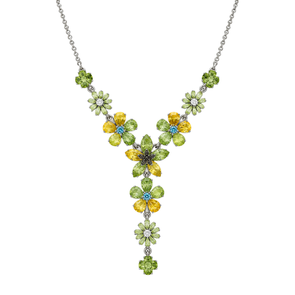 Colleen Toland Sage Green Enamel Flower Y Necklace