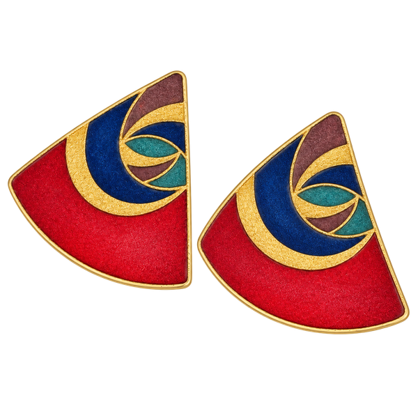 Vintage Multi Color Triangle Enamel Geometric Earrings