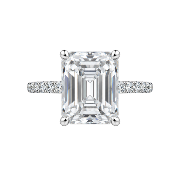 Emerald Cut Cubic Zirconia Statement Ring Silver