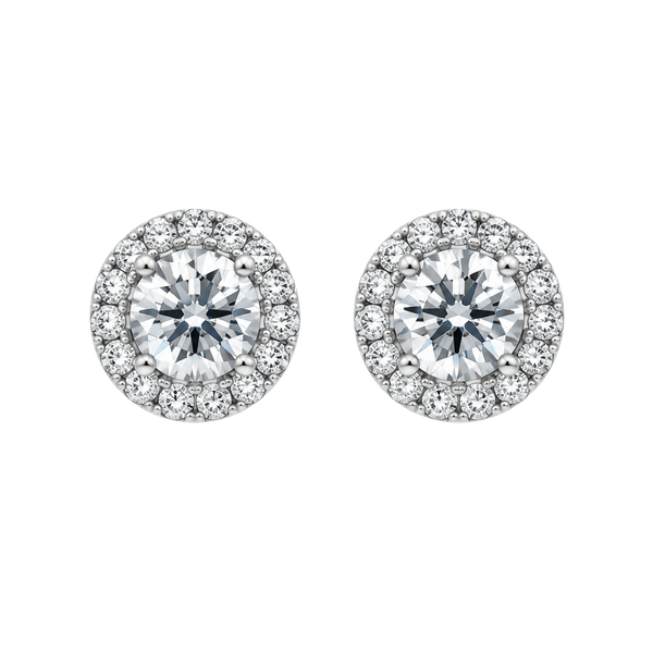 Cubic zirconium Round Halo Stud Earrings 