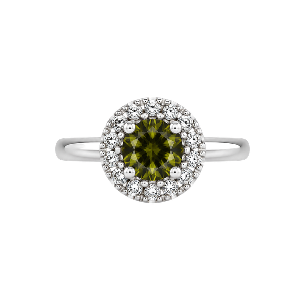 Green Gemstone Halo Ring Silver