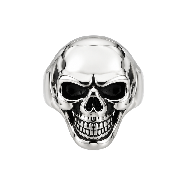 Stainless Steel Gothic Biker Skull Ring Silver