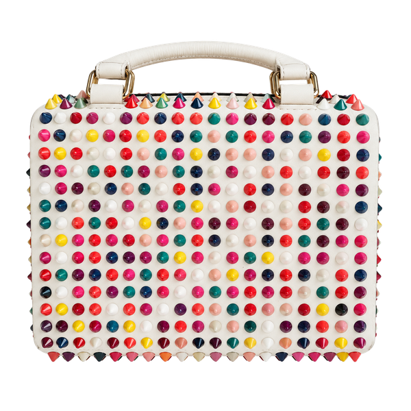 Christian Louboutin Loubiposh Studded Clutch Bag White Multicolor