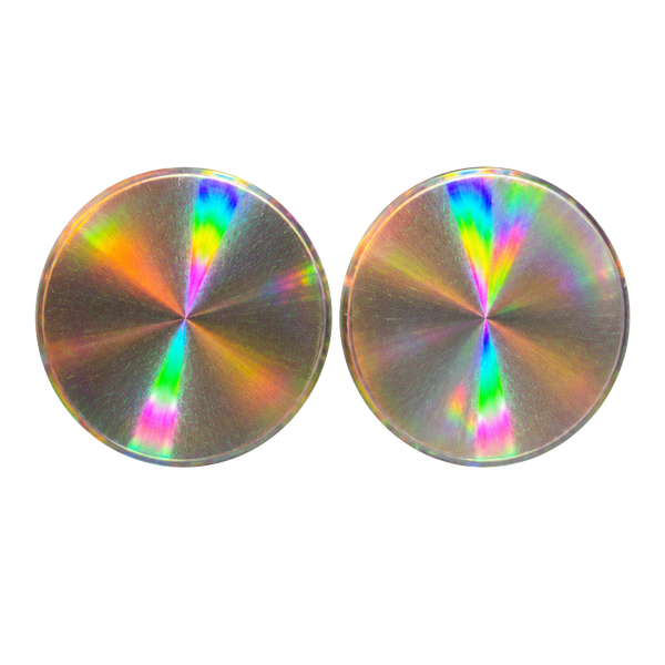 Vintage Mid Century Holographic Iridescent Clip-On Earrings
